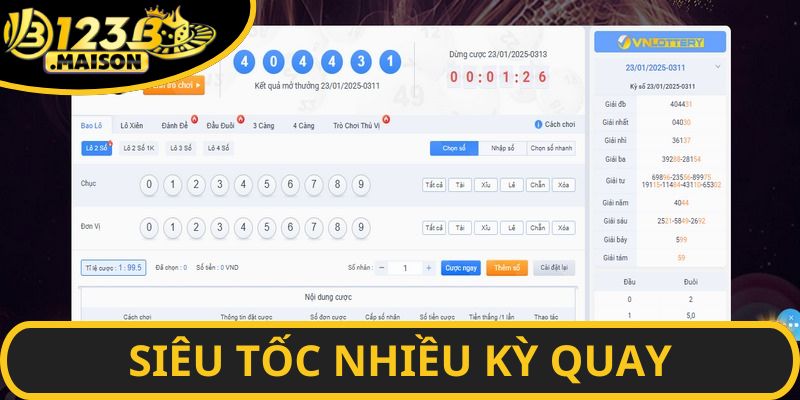 Đặt cược Siêu Tốc 123B dễ dàng